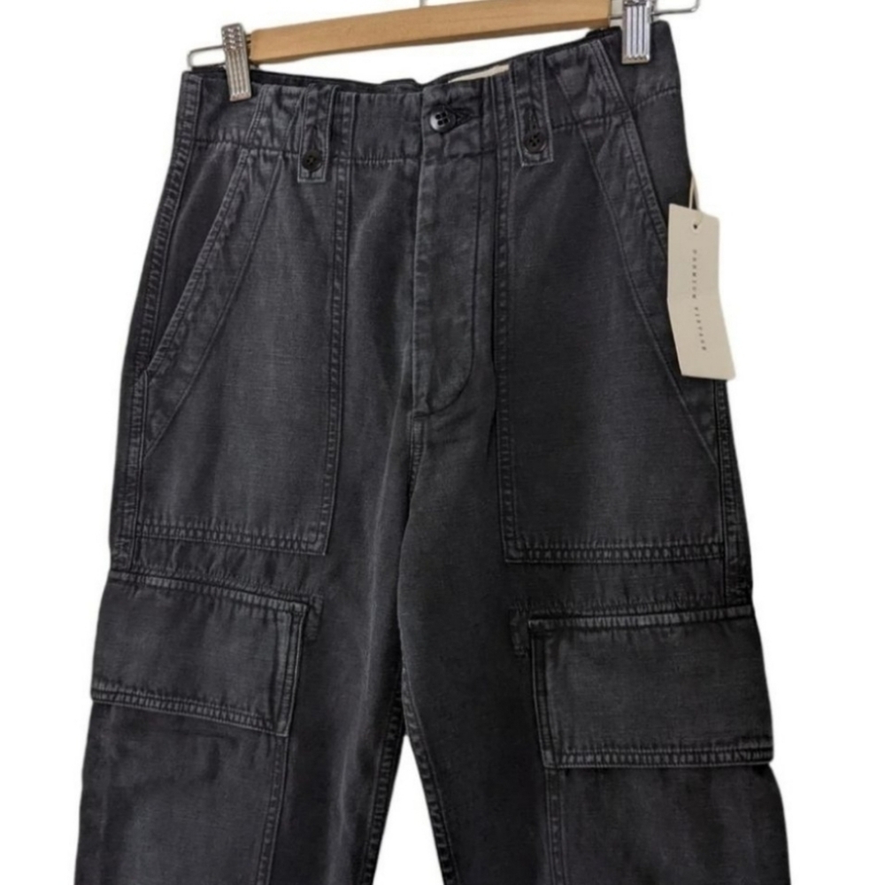 COH Zadie High Rise Surplus Cargo Linen Blend Pants in  Washed Black sz 23 NWT - Picture 5 of 15